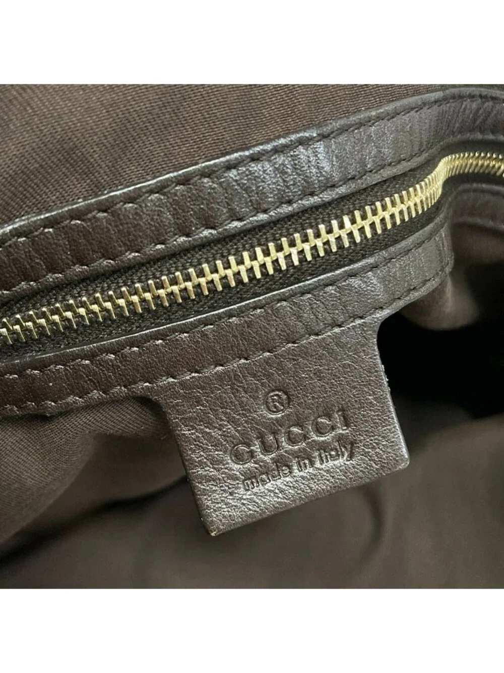 Gucci Tote Bag GG Pattern Charlotte Beige Dark Brown Leather